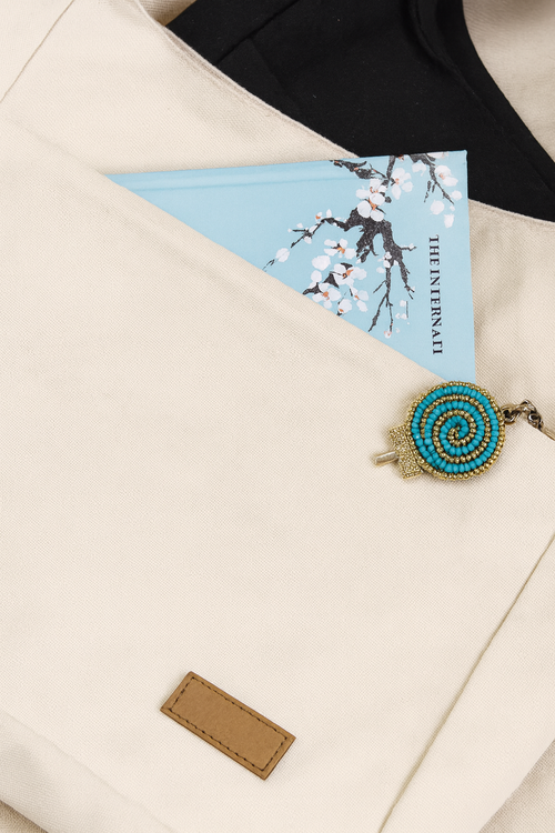 Beige & Black Canvas Short-Handle Tote Bag – 1 Compartment + Front Pocket | Everyday Stylish Canvas Handbag