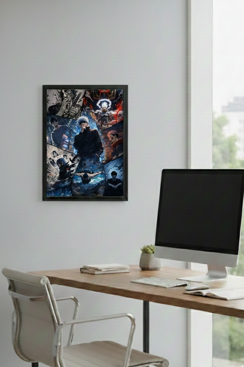 Anime Collage Photo Frame | MDF Wooden Wall Decor Frame for Bedroom | Anime Wall Hanging Gift for Fans