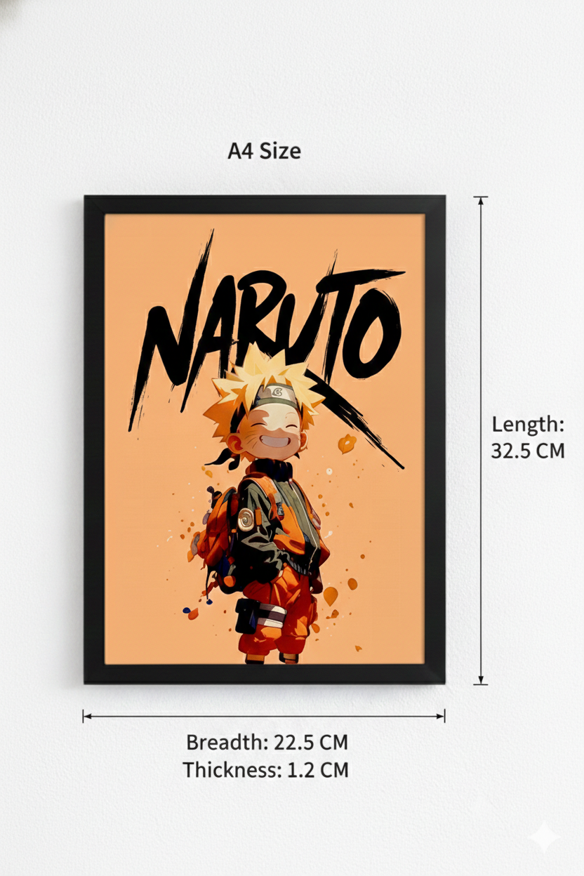 Printed Naruto Uzumaki Anime Photo Frame | MDF Wooden Wall Decor Frame for Bedroom | Anime Wall Hanging Gift for Fans