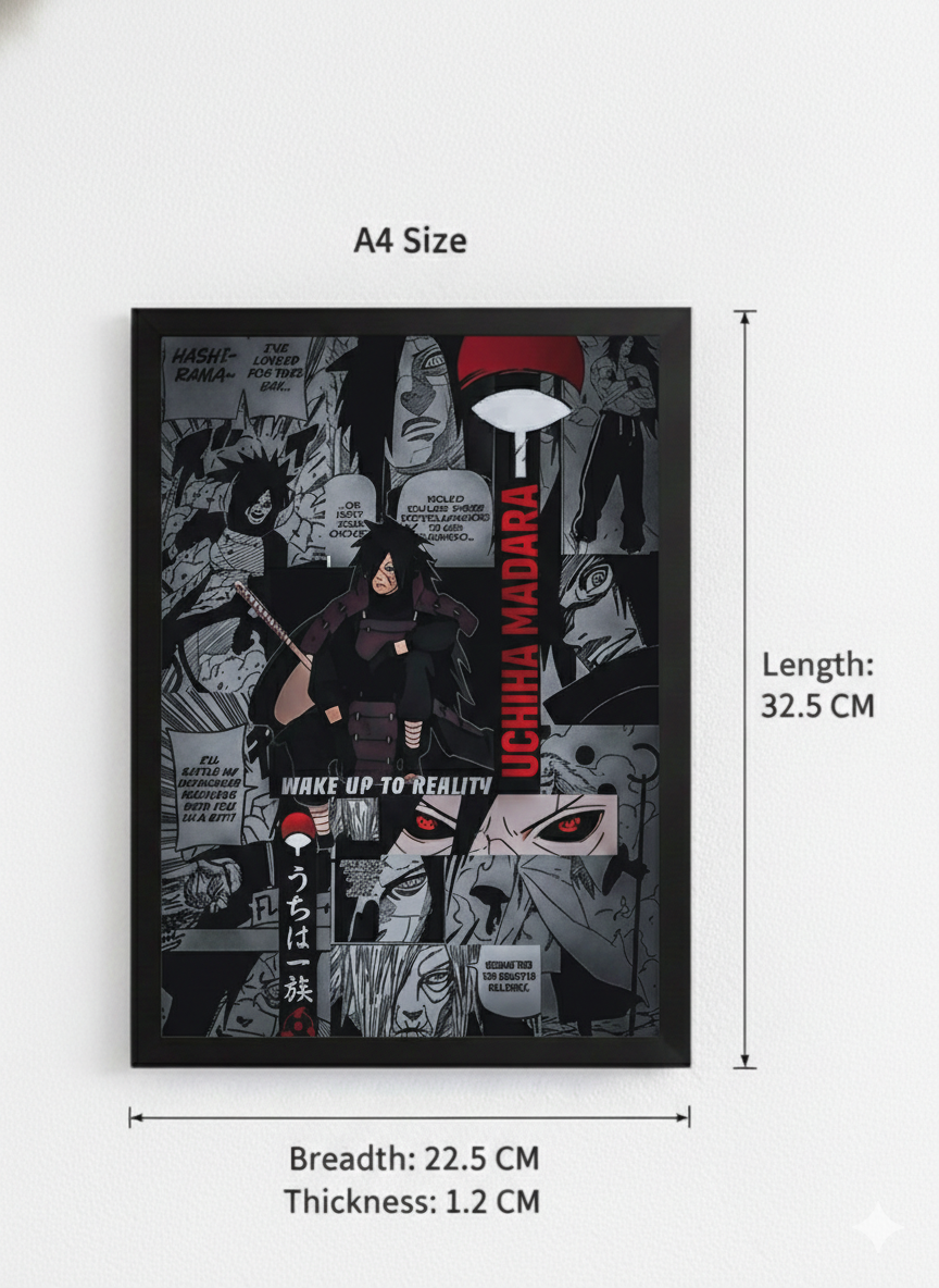 Printed Madara Uchiha Anime Photo Frame | MDF Wooden Wall Decor Frame for Bedroom | Anime Wall Hanging Gift