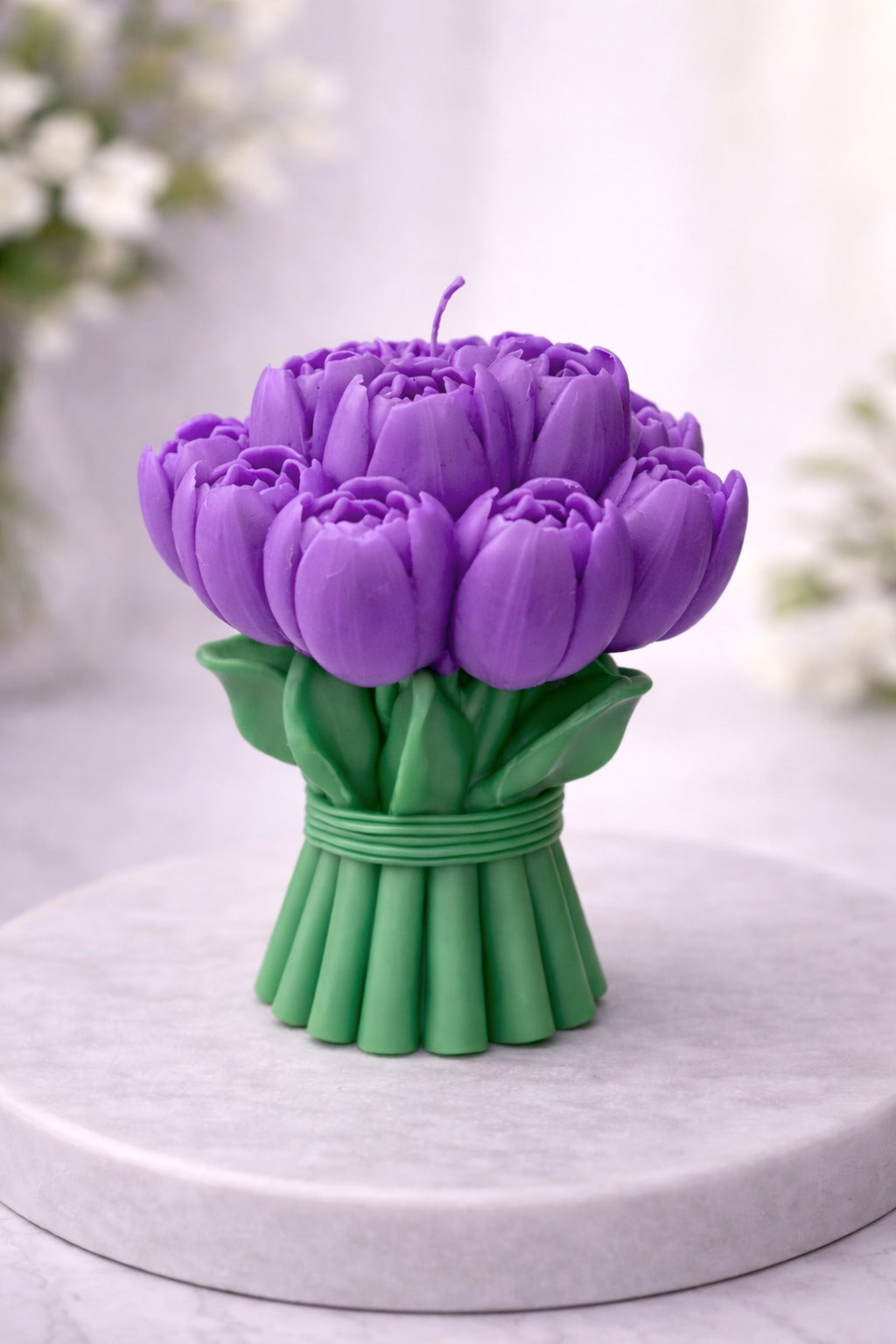 Tulip Flower Shaped Decorative Candle, Realistic Floral Wax Bouquet for Gifting and Room Decor