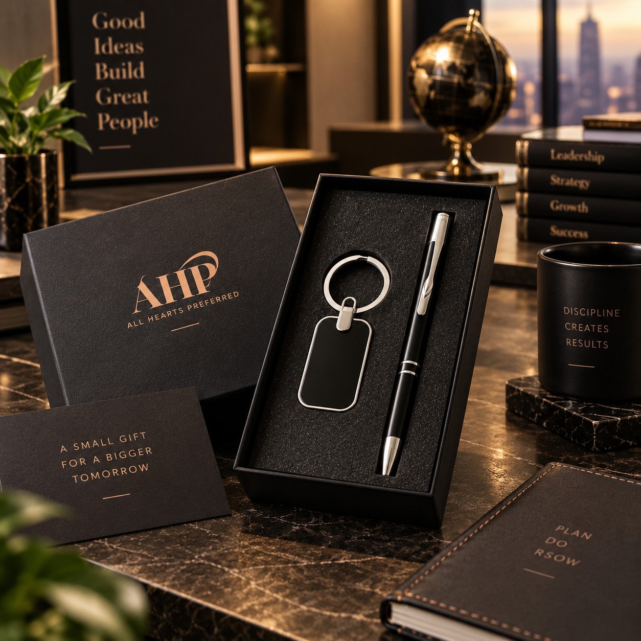 AHP Premium 2-in-1 Pen & Keychain Corporate Gift Set – Black