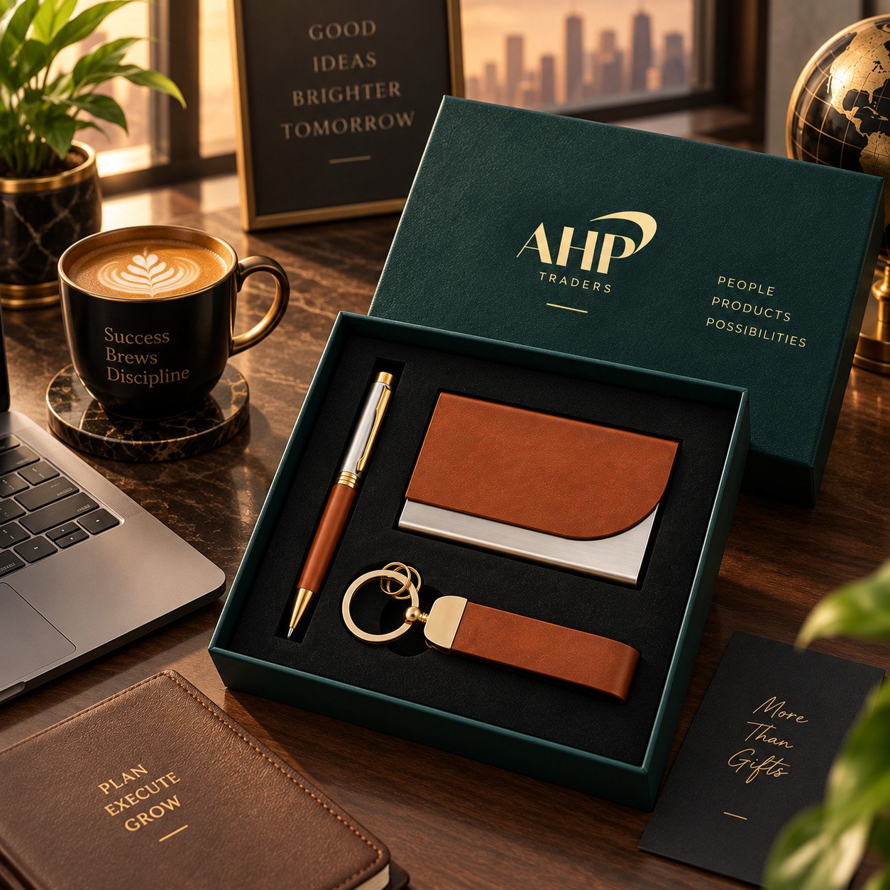 AHP Premium 3-in-1 Corporate Gift Set – Brown