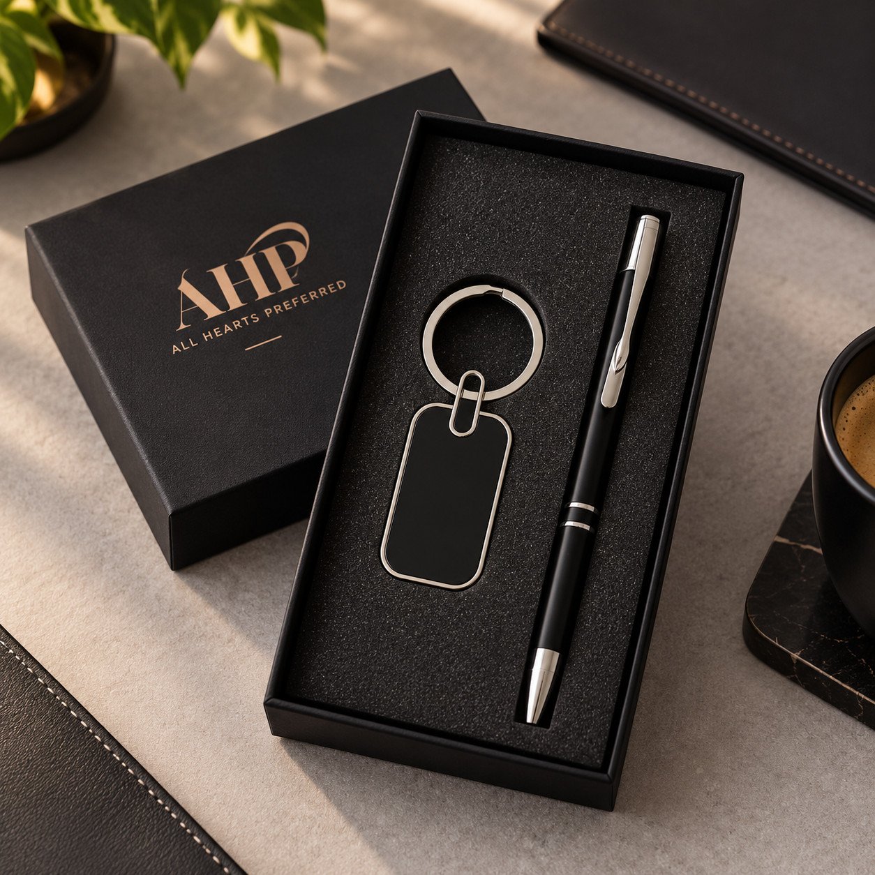 AHP Premium 2-in-1 Pen & Keychain Corporate Gift Set – Black