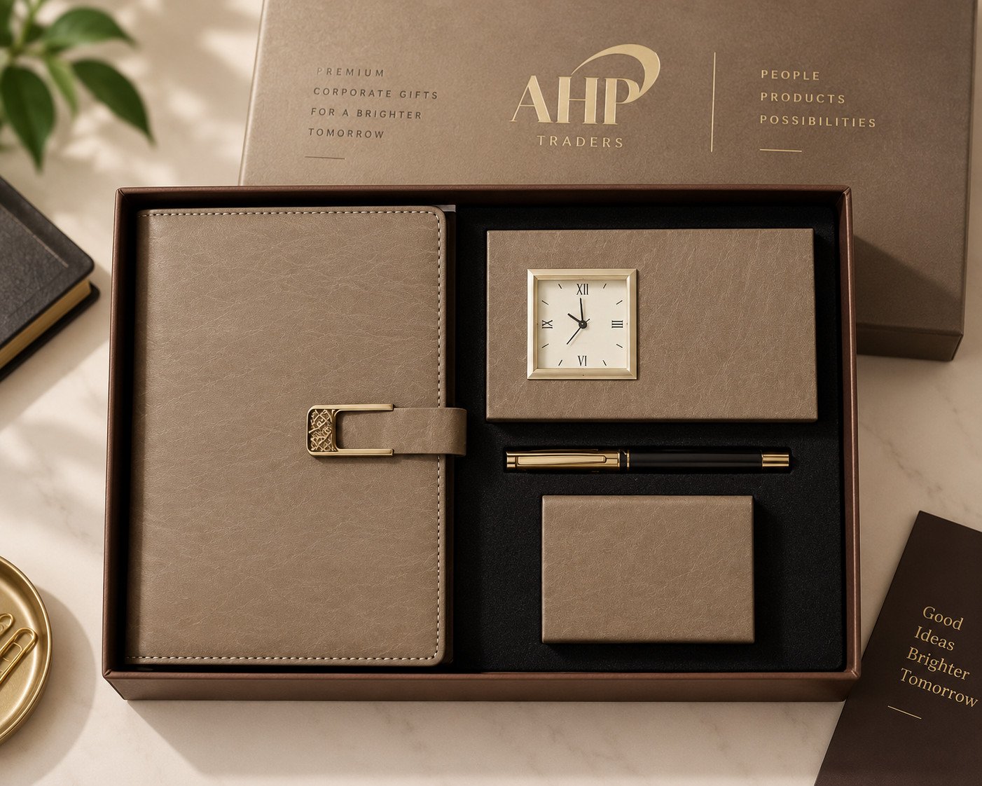 AHP Premium Executive Corporate Gift Set – Brown 4-in-1