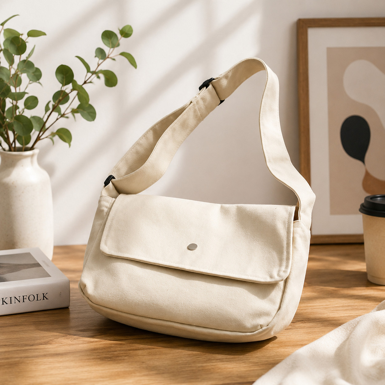 Premium Canvas Messenger Shoulder Bag for Women | Casual Crossbody Sling Bag with Magnetic Flap