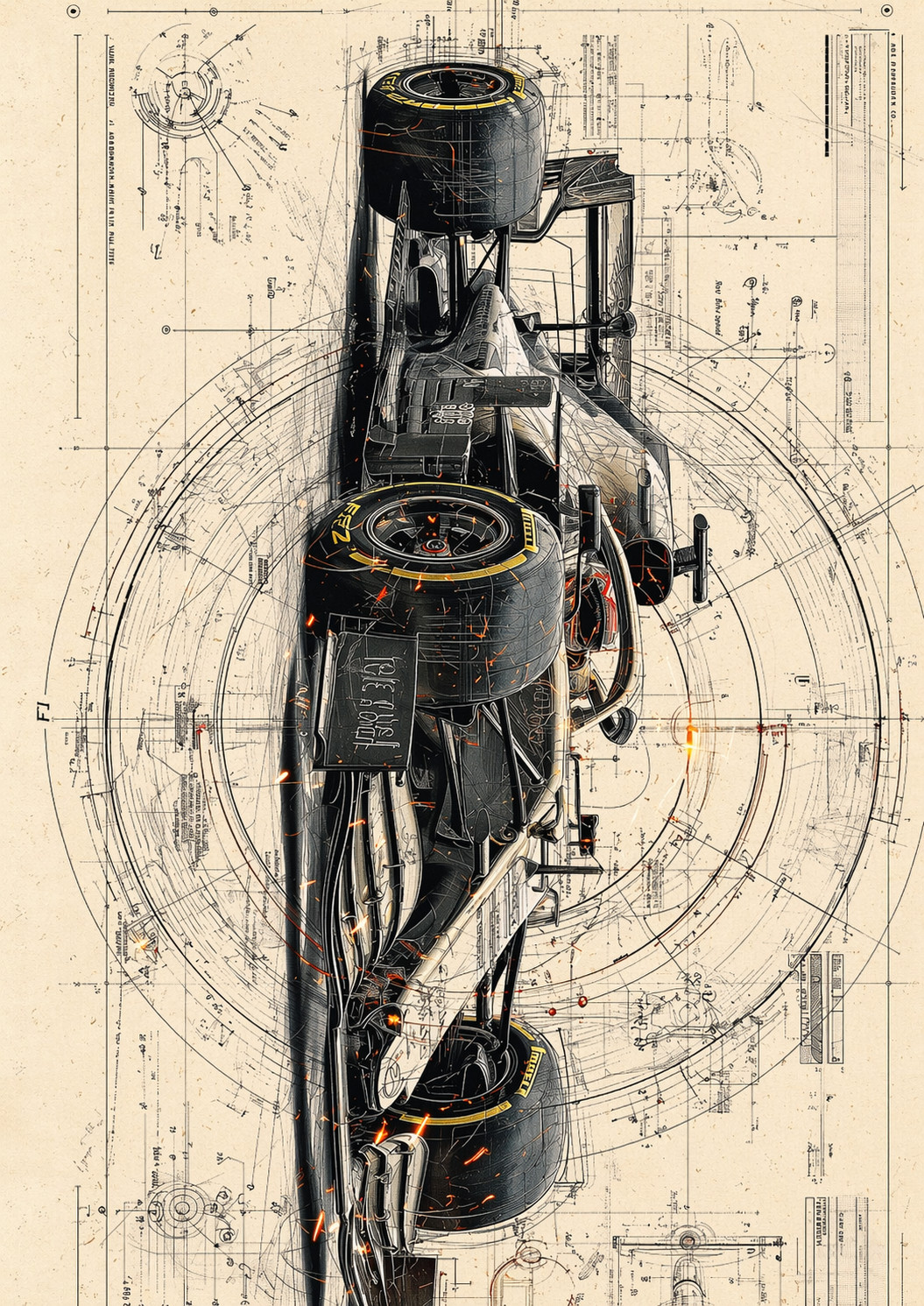 Formula 1 Racing Car Blueprint Wall Frame HD Poster | Premium A4 Motorsport Wall ArtFormula 1 Racing Car Blueprint Wall Frame HD Poster | Premium A4 Motorsport Wall Art