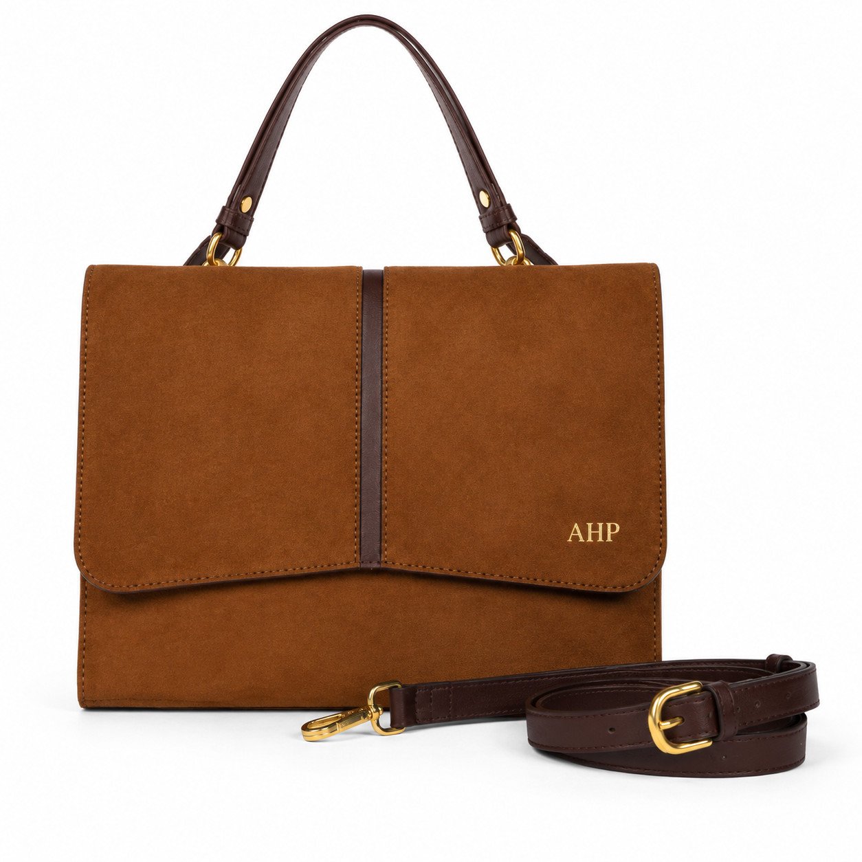 AHP Classic Brown Suede Handbag with Adjustable Shoulder Strap