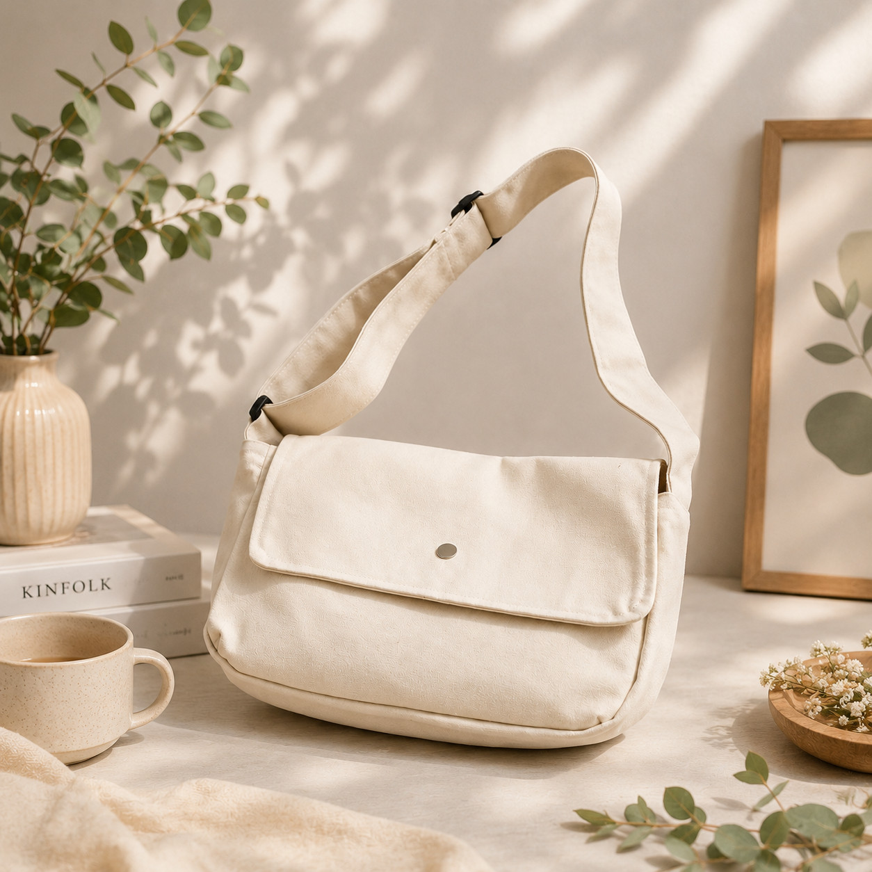 Premium Canvas Messenger Shoulder Bag for Women | Casual Crossbody Sling Bag with Magnetic Flap